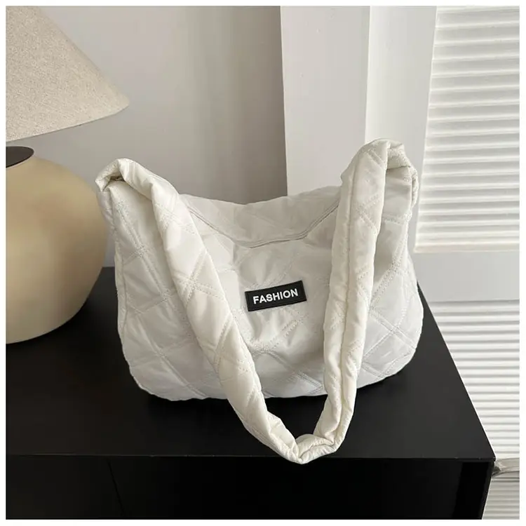 White Quilted Women's Shoulder Bag 2024 Winter — feature 49