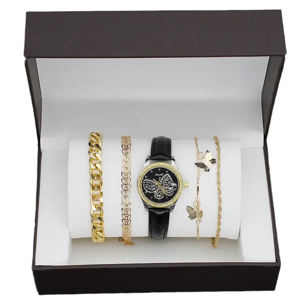 Women's Butterfly Watch with 4 Gold Bracelets - Image 29