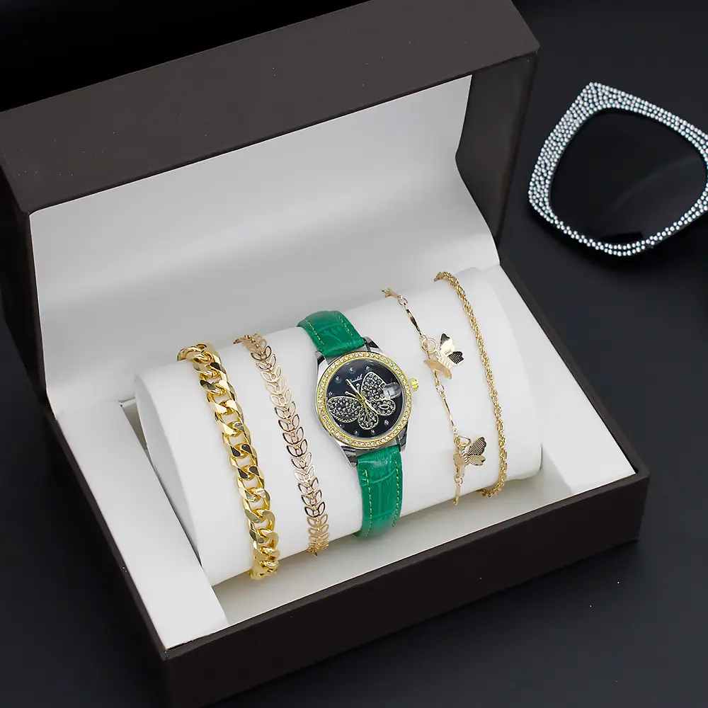 Women's Butterfly Watch with 4 Gold Bracelets — feature 12