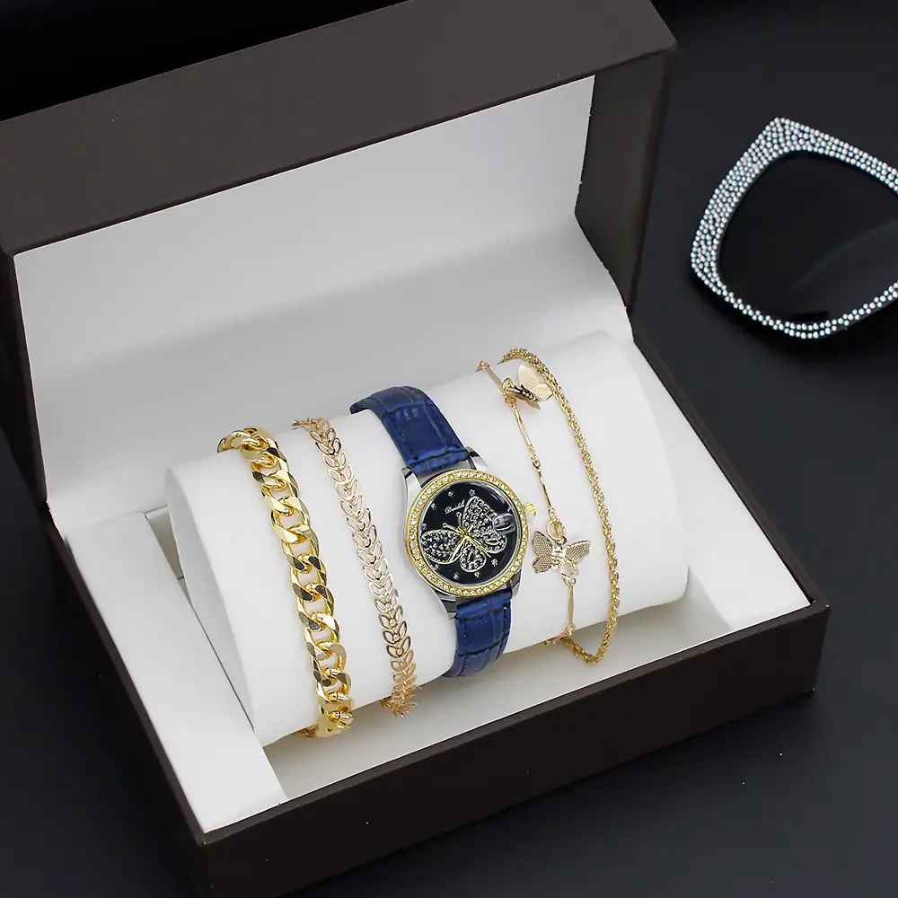 Women's Butterfly Watch with 4 Gold Bracelets — feature 13