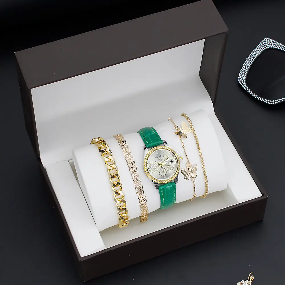 Women's Butterfly Watch with 4 Gold Bracelets — feature 3