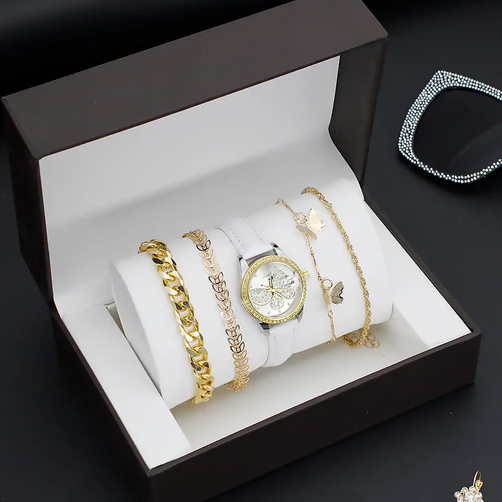 Women's Butterfly Watch with 4 Gold Bracelets — feature 4