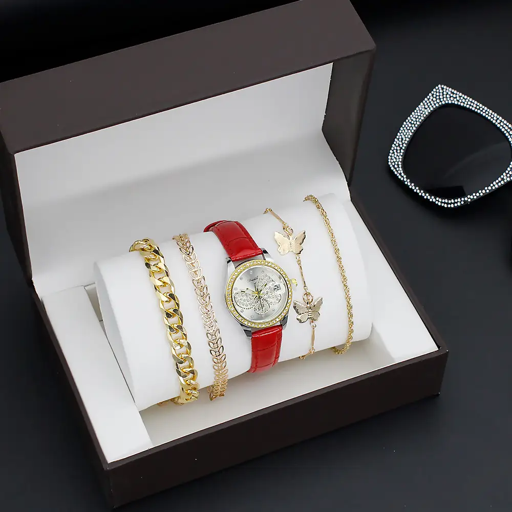 Women's Butterfly Watch with 4 Gold Bracelets — feature 7