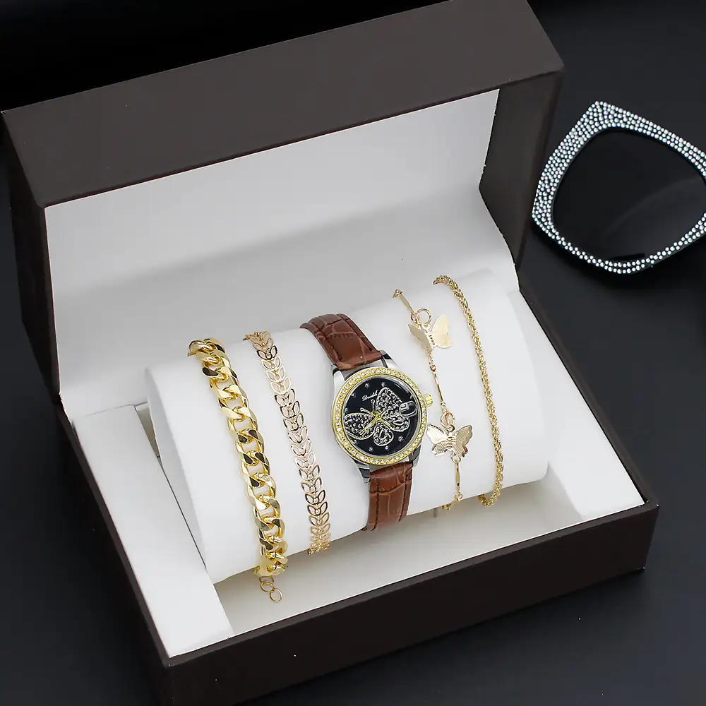 Women's Butterfly Watch with 4 Gold Bracelets — feature 9