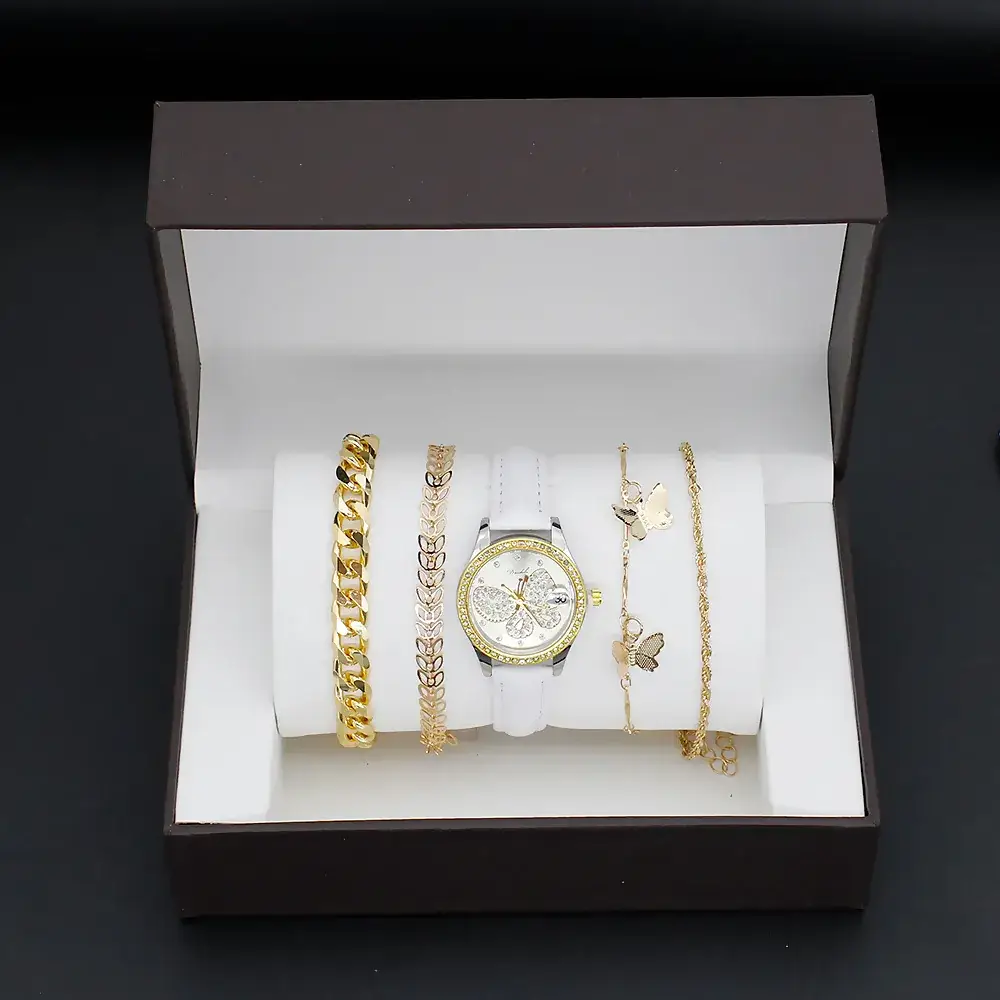 Women's Butterfly Watch with 4 Gold Bracelets - Image 11