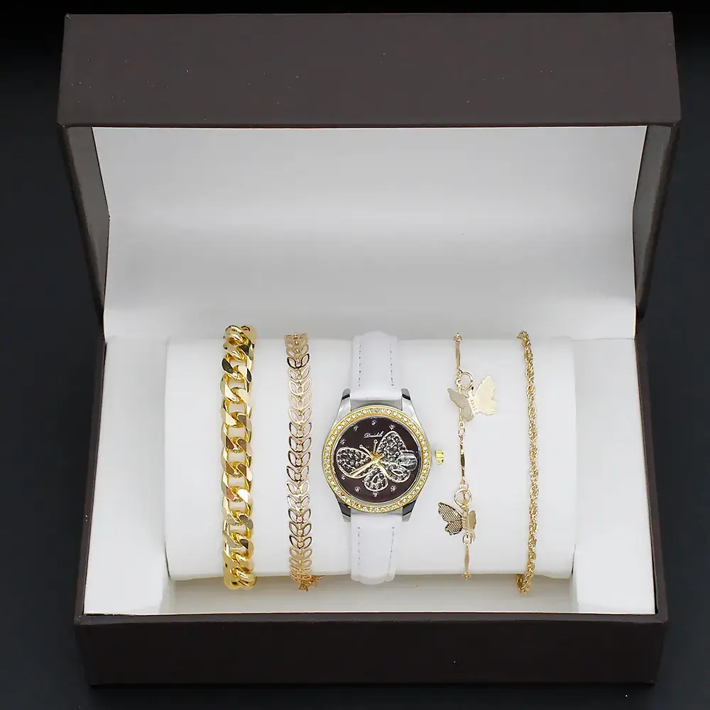 Women's Butterfly Watch with 4 Gold Bracelets - Image 5