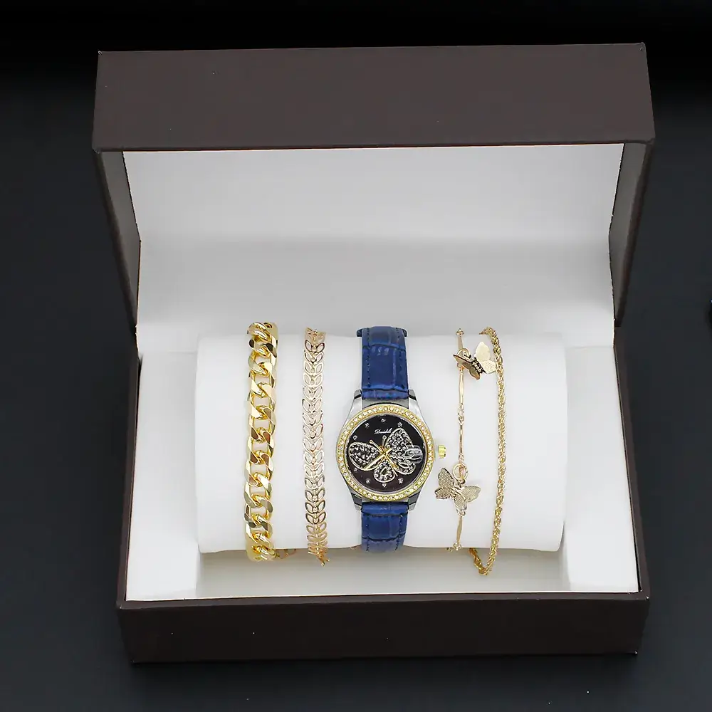 Women's Butterfly Watch with 4 Gold Bracelets - Image 6