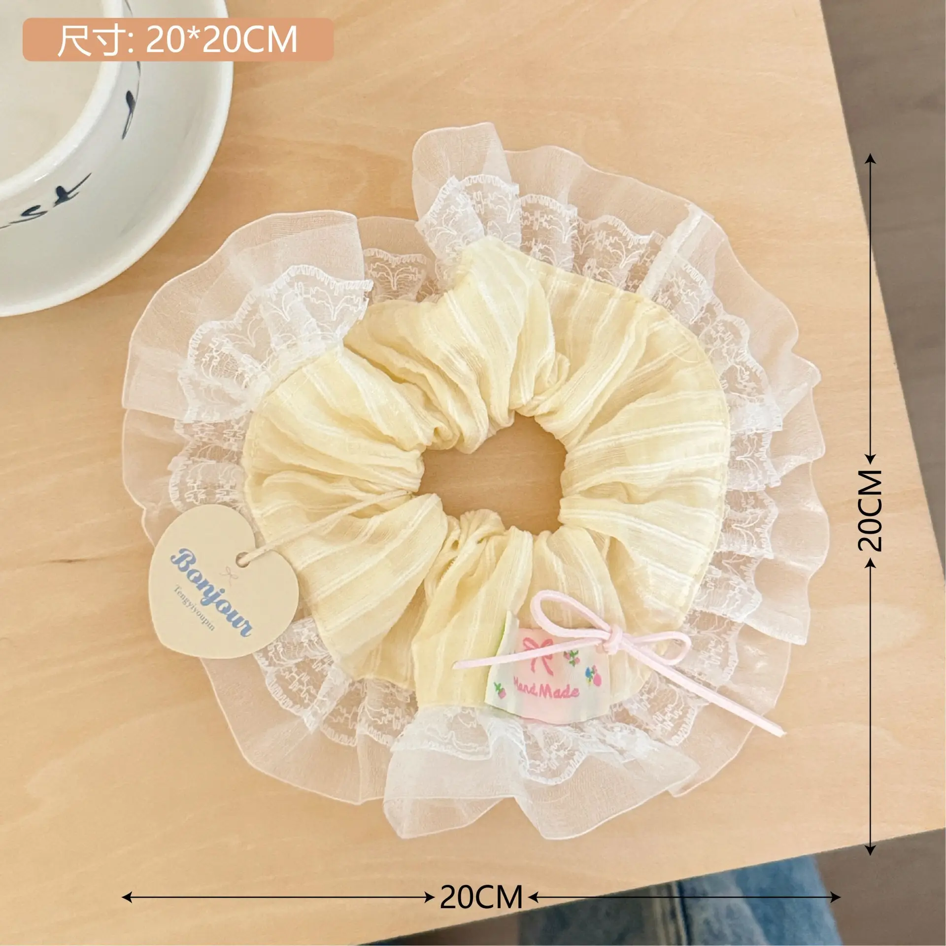 Korean Lace Hair Ring for Girls with Heart Design - Image 28