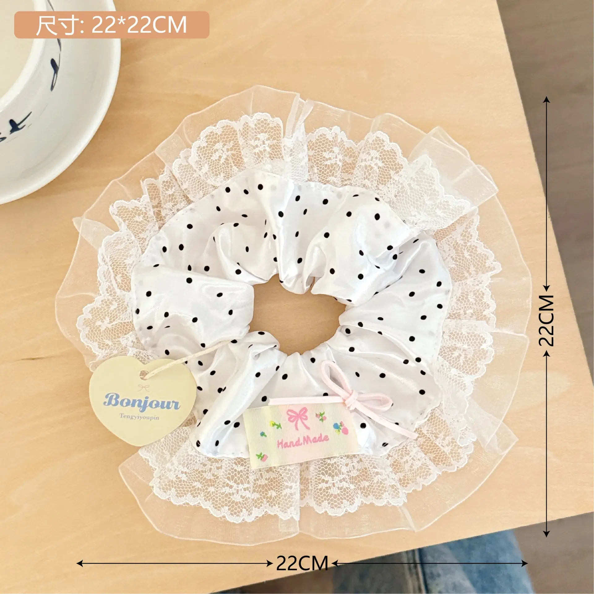 Korean Lace Hair Ring for Girls with Heart Design - Image 30