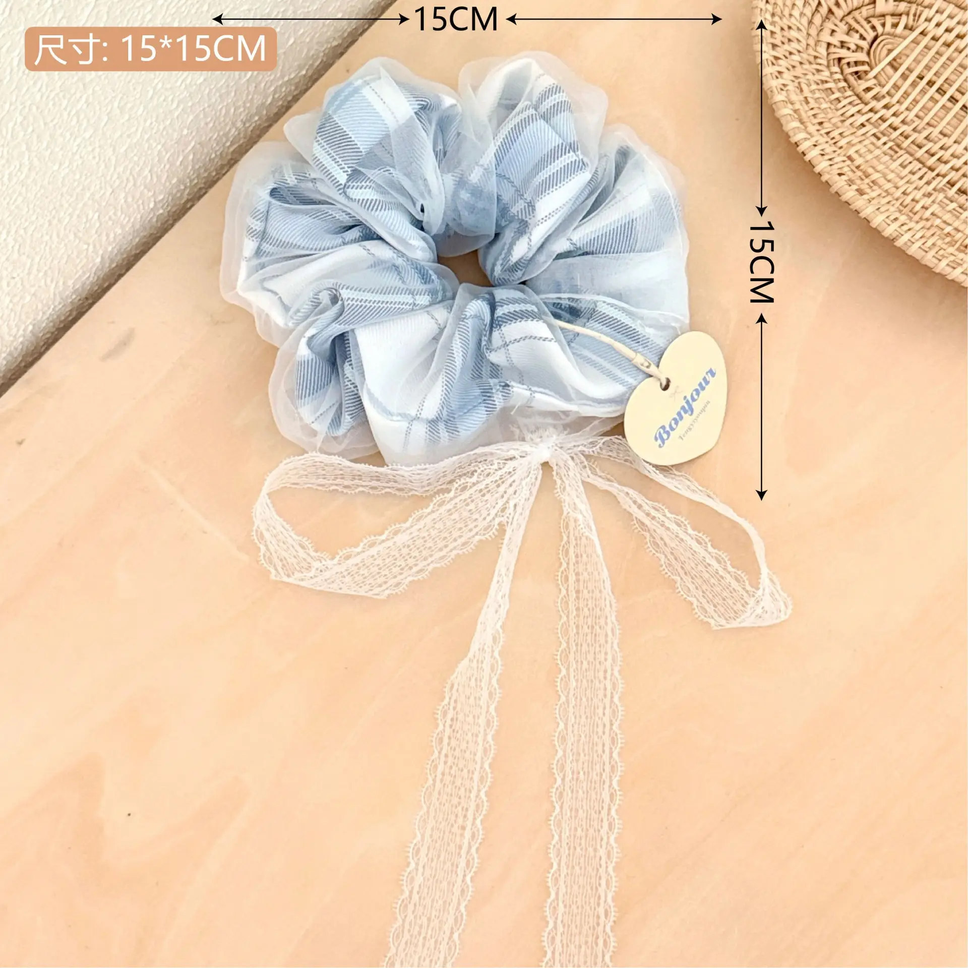 Korean Lace Hair Ring for Girls with Heart Design - Image 47