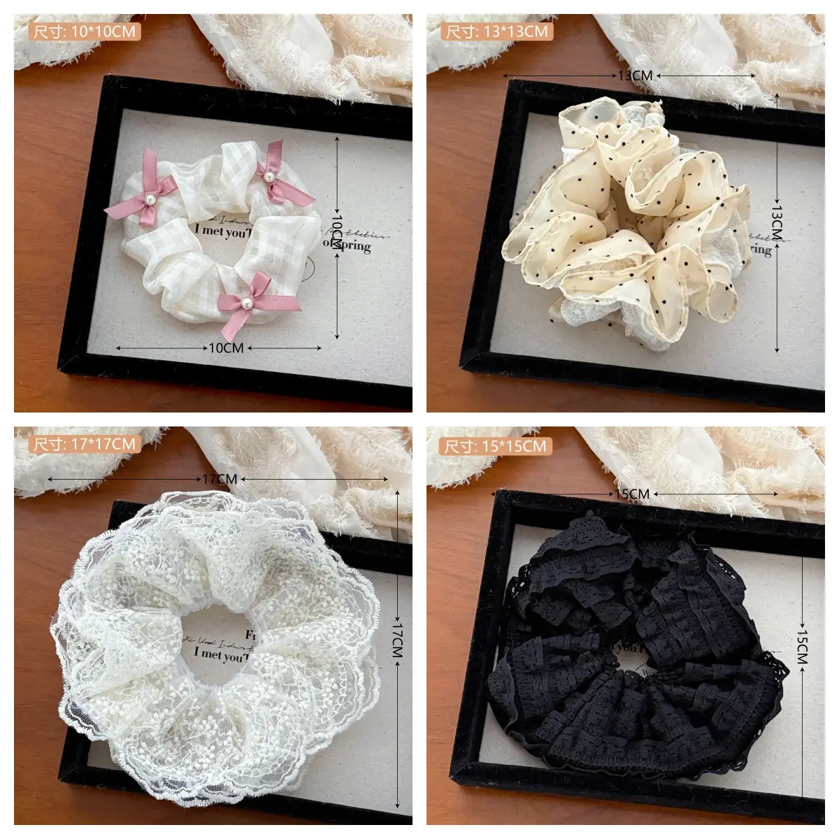 Korean Lace Hair Ring for Girls with Heart Design - Image 9