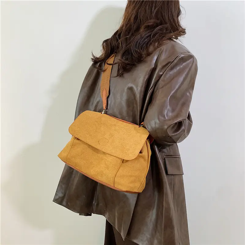 Women's Retro Corduroy Shoulder Bag Tan Large Capacity - Image 6