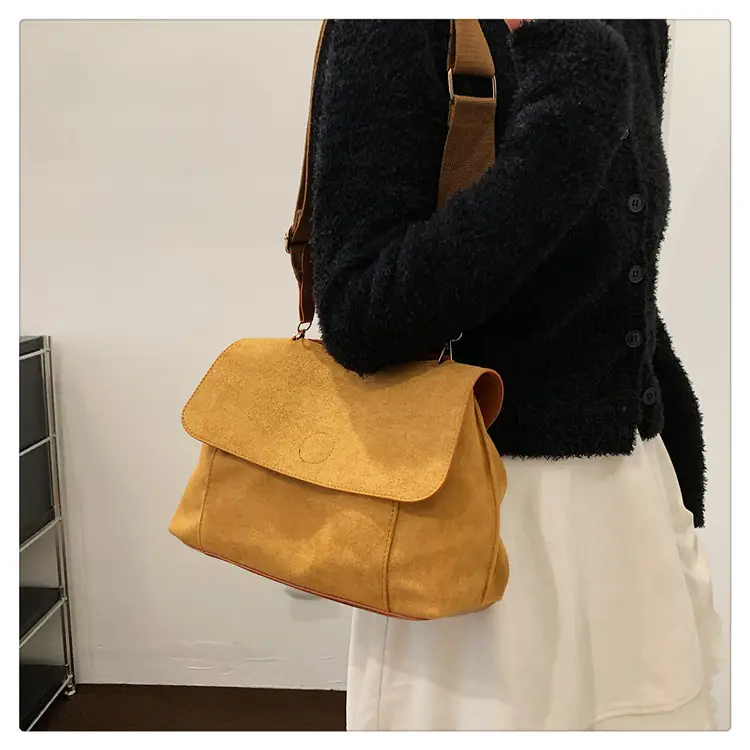 Women's Retro Corduroy Shoulder Bag Tan Large Capacity — feature 12