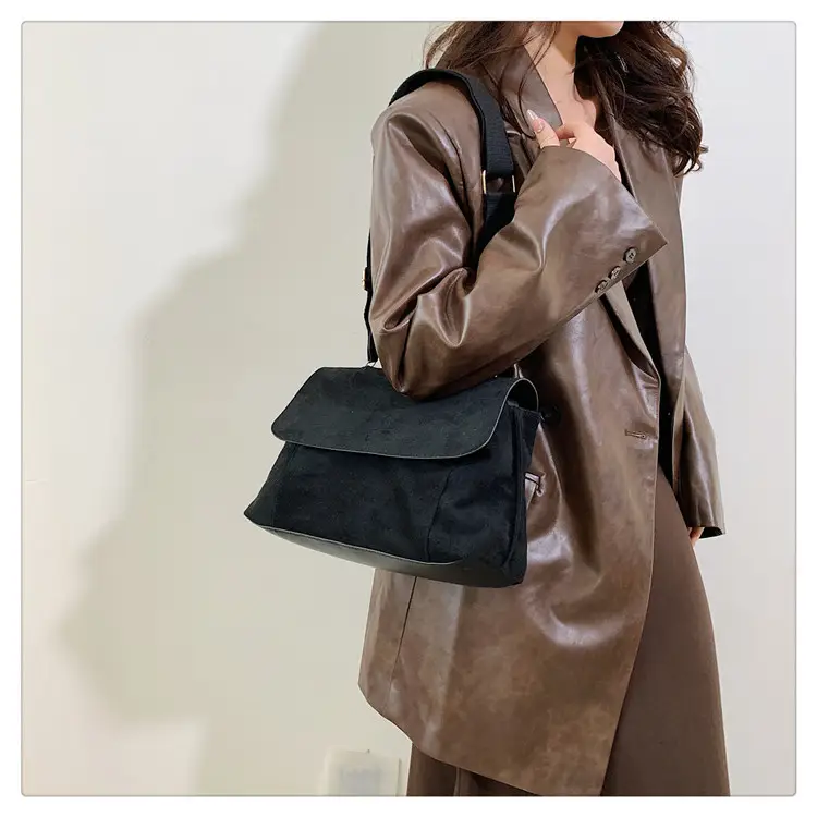 Women's Retro Corduroy Shoulder Bag Tan Large Capacity — feature 16