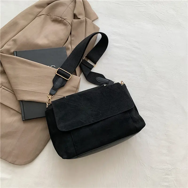 Women's Retro Corduroy Shoulder Bag Tan Large Capacity - Image 2