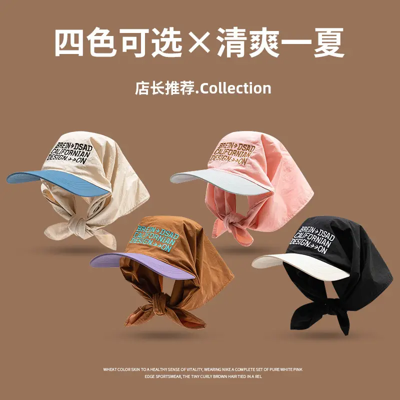 Women Cross-Border Sun Hat with Embroidered Lace-Up Turban - Image 7