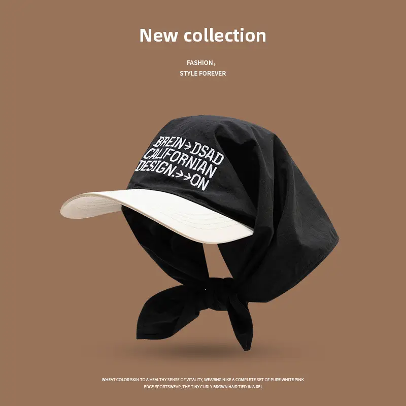 Women Cross-Border Sun Hat with Embroidered Lace-Up Turban - Image 3