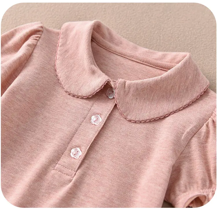 Pink 3% Cotton Boys Short Sleeve Polo Shirt — feature 21