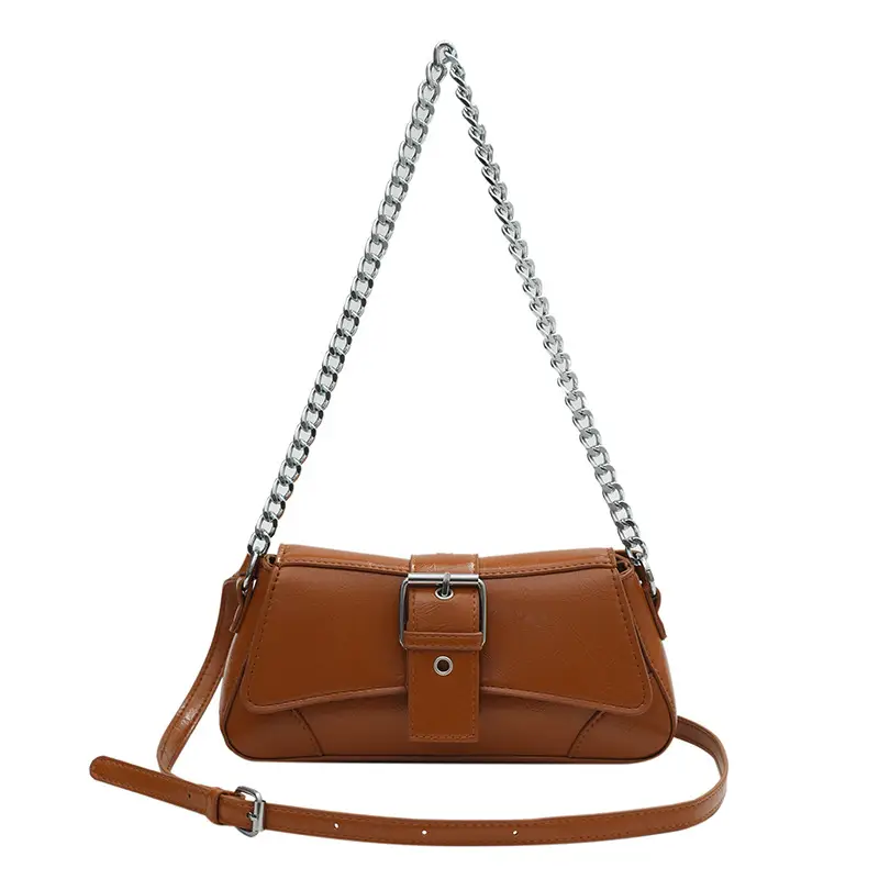 Women's White Chain Crossbody Bag with Chain Strap - Image 10