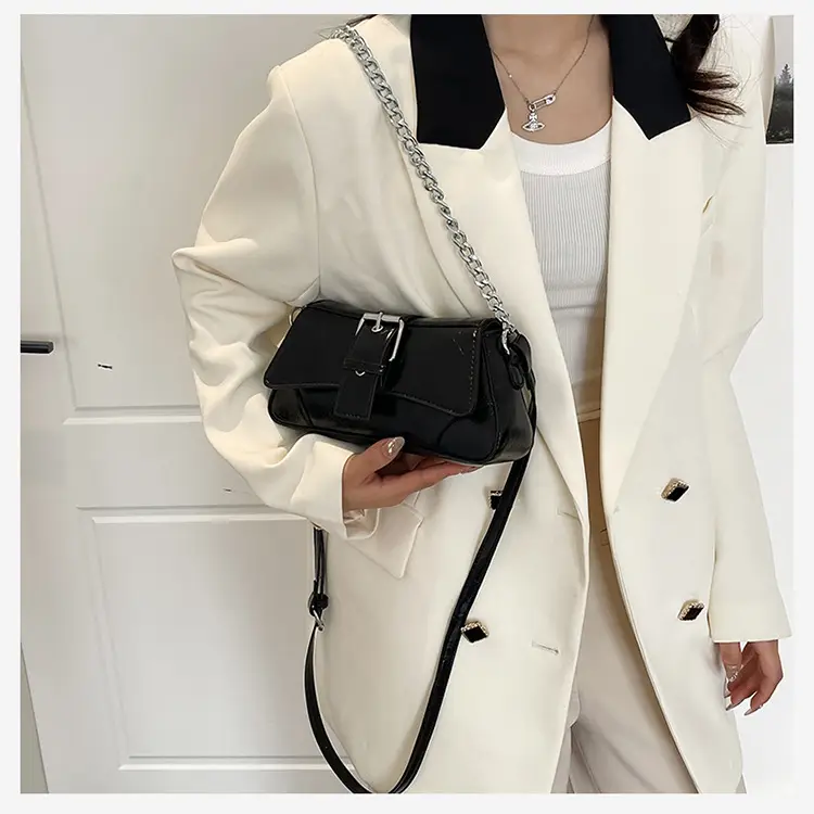 Women's White Chain Crossbody Bag with Chain Strap — feature 28
