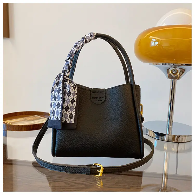 Women's Beige Soft Leather Bucket Bag with Crossbody Strap — feature 27