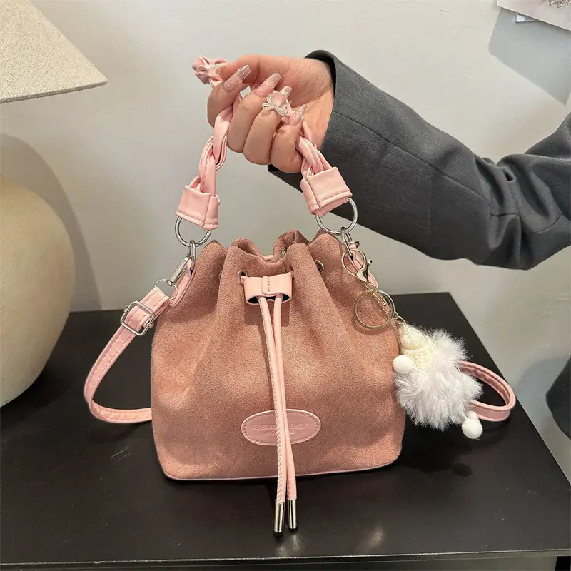 Pink Korean Style Drawstring Shoulder Bag 2024 - Image 11