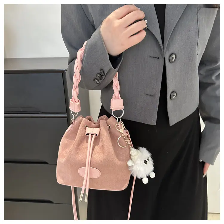 Pink Korean Style Drawstring Shoulder Bag 2024 — feature 17