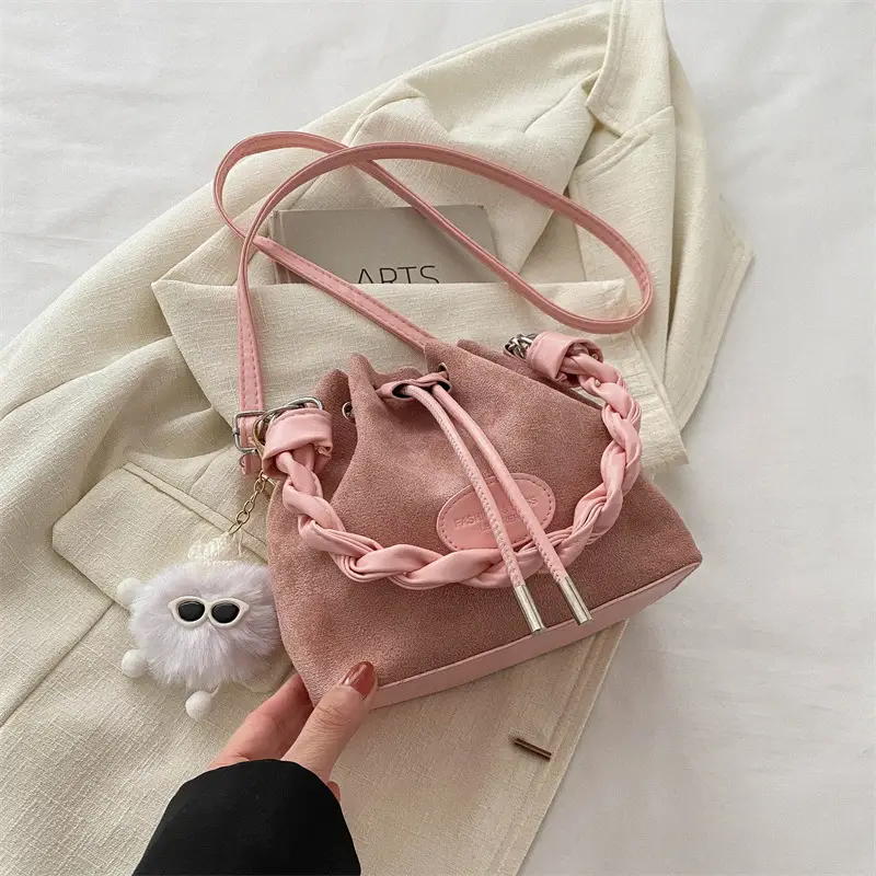 Pink Korean Style Drawstring Shoulder Bag 2024 - Image 5