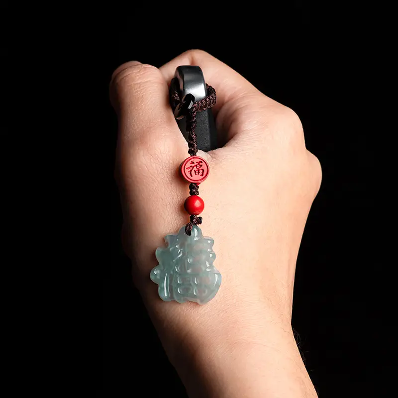 Natural Jade Blue Water Blessing Pendant for Men - Image 6