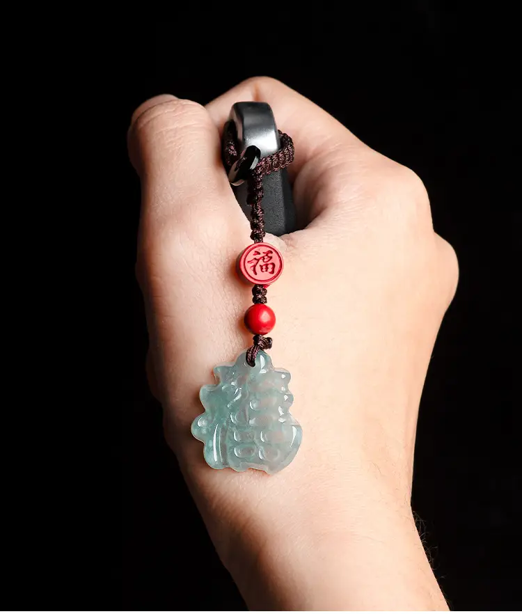 Natural Jade Blue Water Blessing Pendant for Men — feature 4