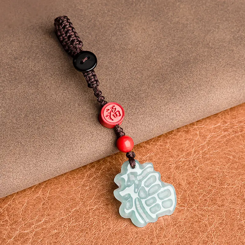 Natural Jade Blue Water Blessing Pendant for Men - Image 2