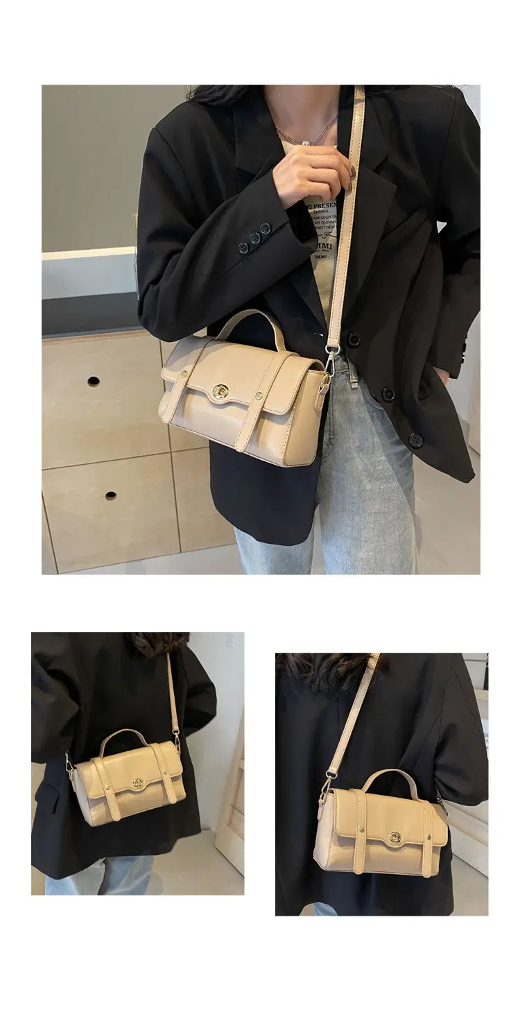 Black Leather Retro Niche Shoulder Crossbody Bag for Women — feature 12