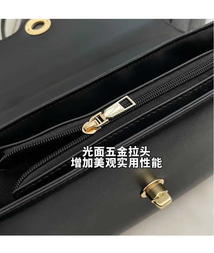 Black Leather Retro Niche Shoulder Crossbody Bag for Women — feature 6