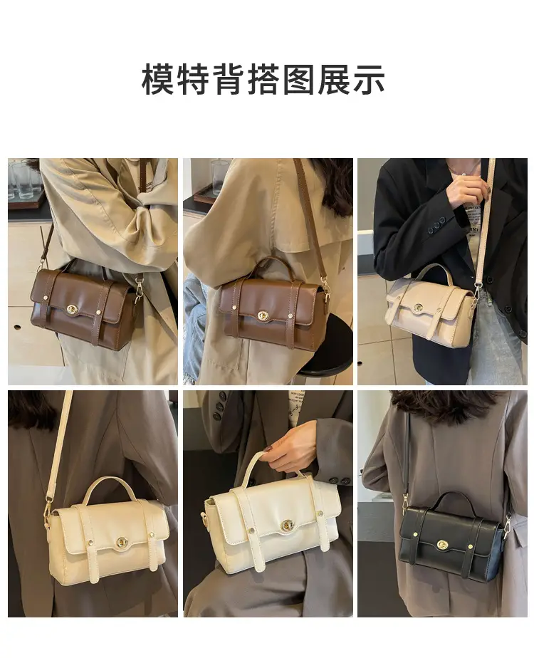Black Leather Retro Niche Shoulder Crossbody Bag for Women — feature 9