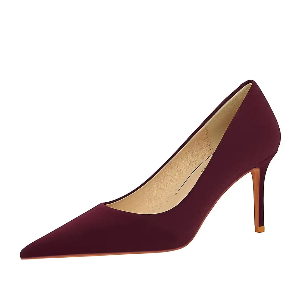 Green Velvet Pointed Heel Women's Shoes