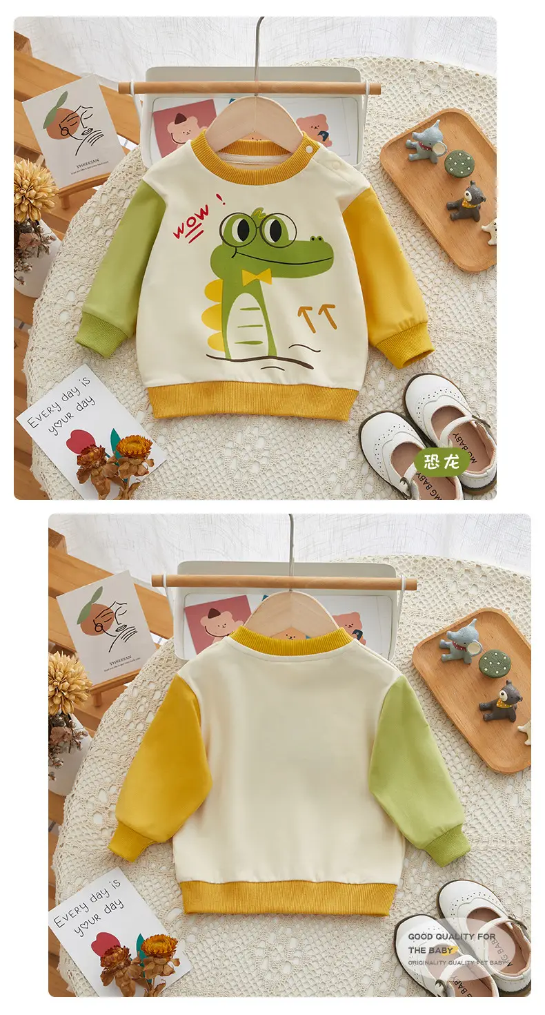 Boys Dinosaur Elephant Long Sleeve Sweatshirt — feature 16