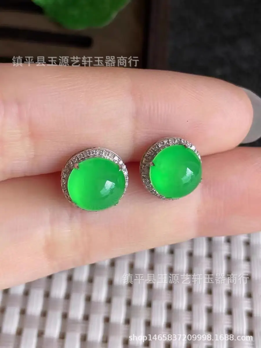Green Natural Chalcedony Earrings Silver Plated Gold Plated - Image 5