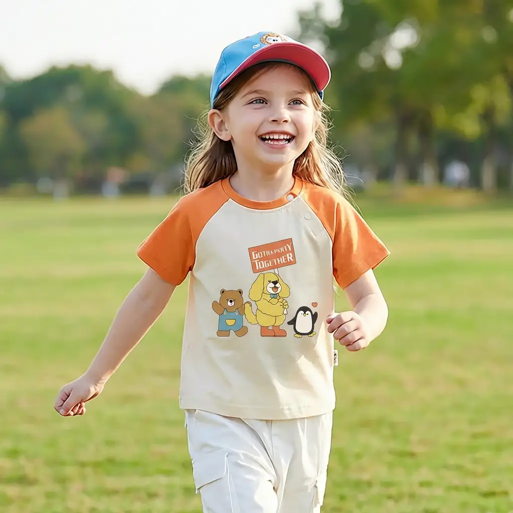 Cartoon Print Raglan T-Shirt for Boys Girls Summer - Image 2