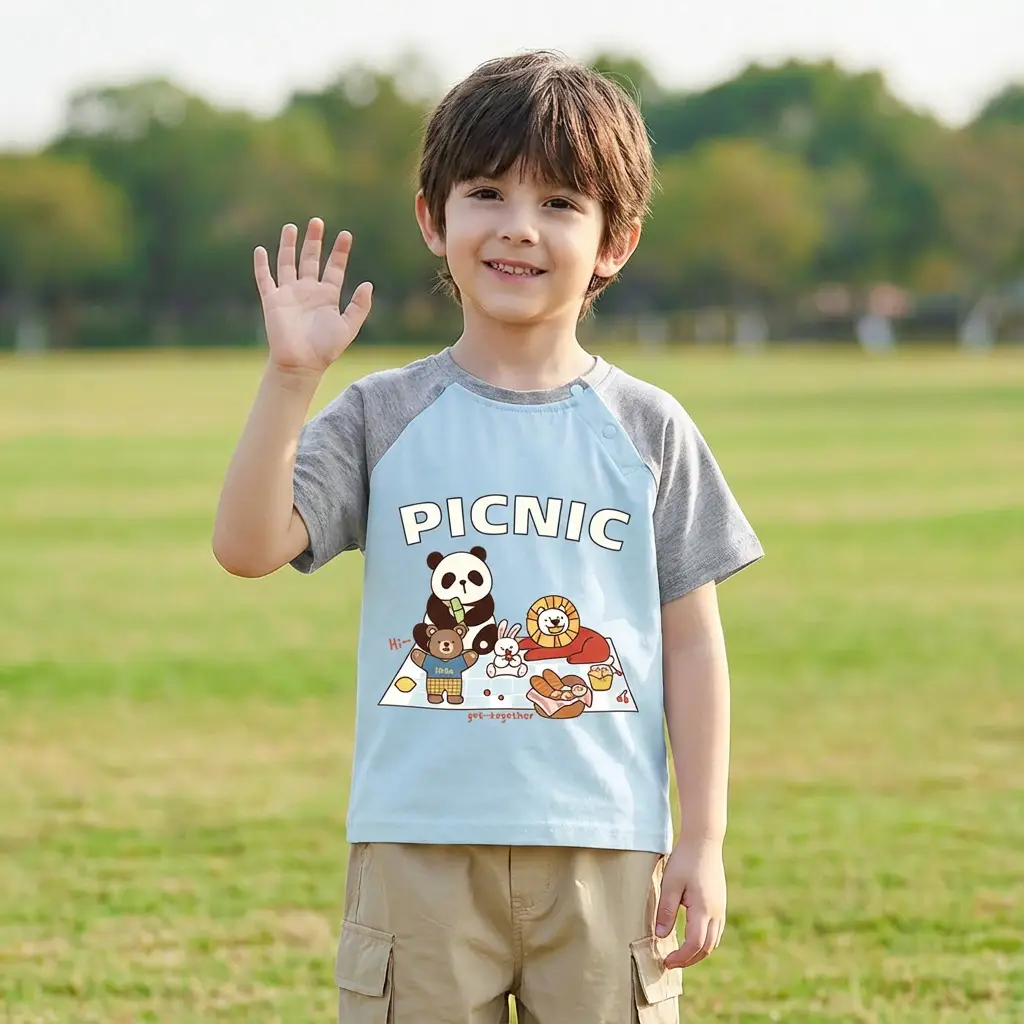 Cartoon Print Raglan T-Shirt for Boys Girls Summer - Image 5