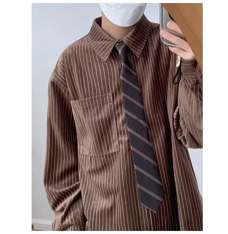 Japanese Retro Striped Long Sleeve Shirt for Boys Girls College — feature 12