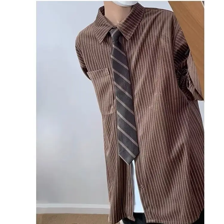 Japanese Retro Striped Long Sleeve Shirt for Boys Girls College — feature 15