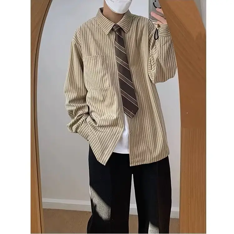 Japanese Retro Striped Long Sleeve Shirt for Boys Girls College — feature 19