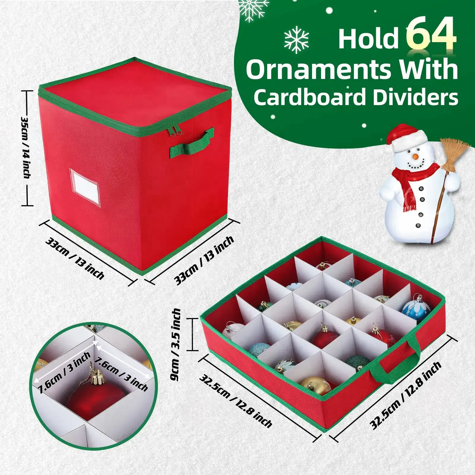 Red Non-Woven Christmas Storage Box 64x64x10cm - Image 3