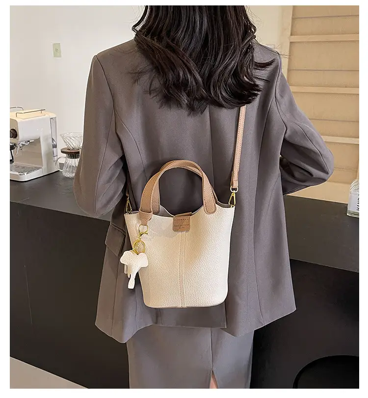 Small Brown Leather Shoulder Bag with Tumbler Holder — feature 1