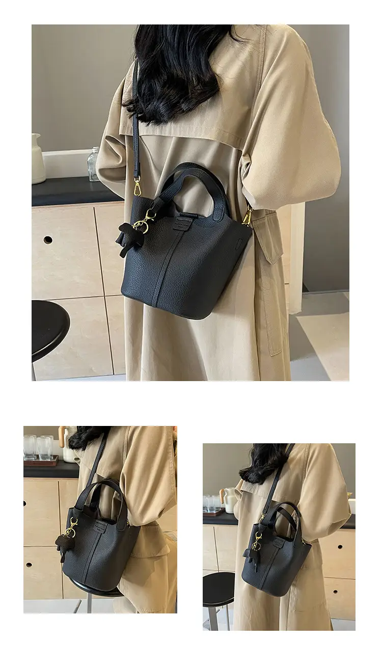 Small Brown Leather Shoulder Bag with Tumbler Holder — feature 10