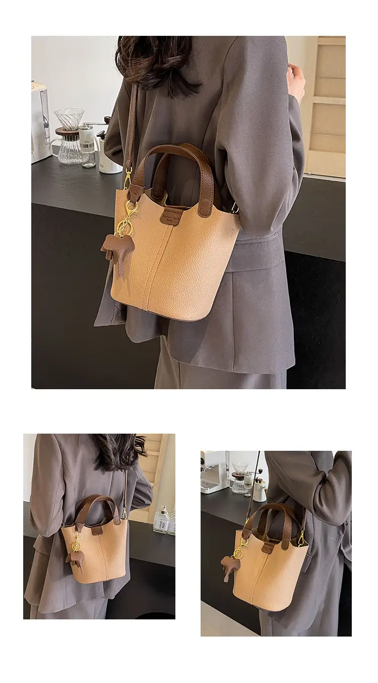Small Brown Leather Shoulder Bag with Tumbler Holder — feature 12