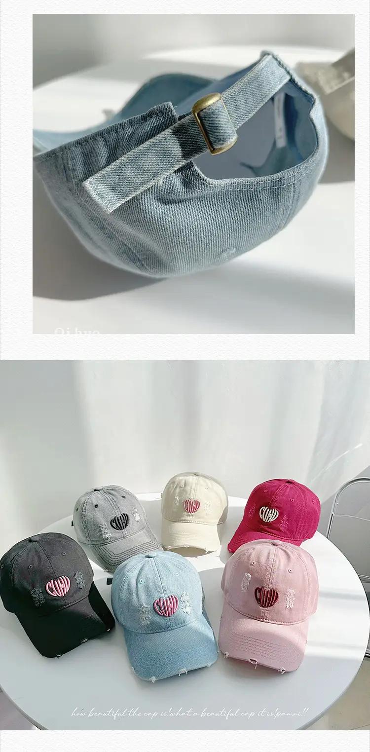 Spring Summer Embroidered Denim Cap Heart Design — feature 26