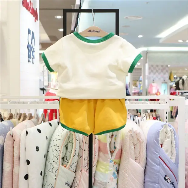 Korean Style Boys Cotton Shorts Set Yellow