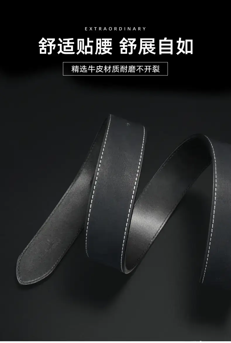 Men's Black Leather Belt with Silver Pin Buckle — feature 6