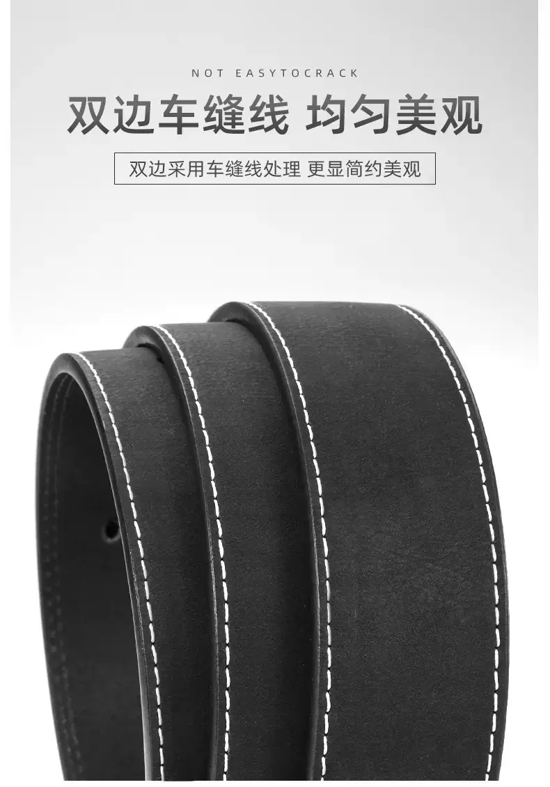 Men's Black Leather Belt with Silver Pin Buckle — feature 8